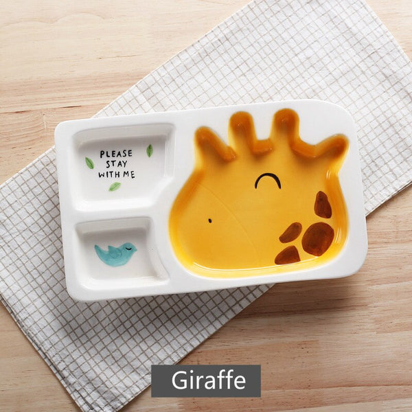 Children's Cute animal Mea plate  | cartoon ceramic dinner plate | rabbit plate | elephant plate | Giraffe Plate