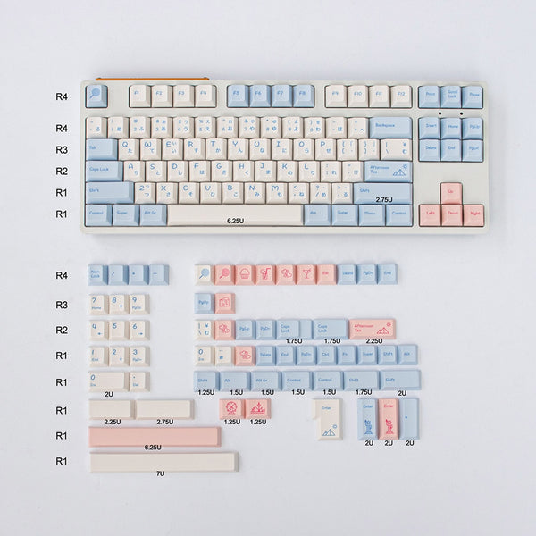 white keycaps set japanese