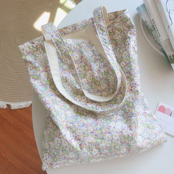 cotton floral tote bag