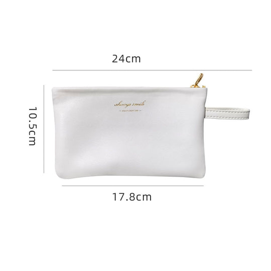 leather cosmetic bag 10.5x17.8cm / white
