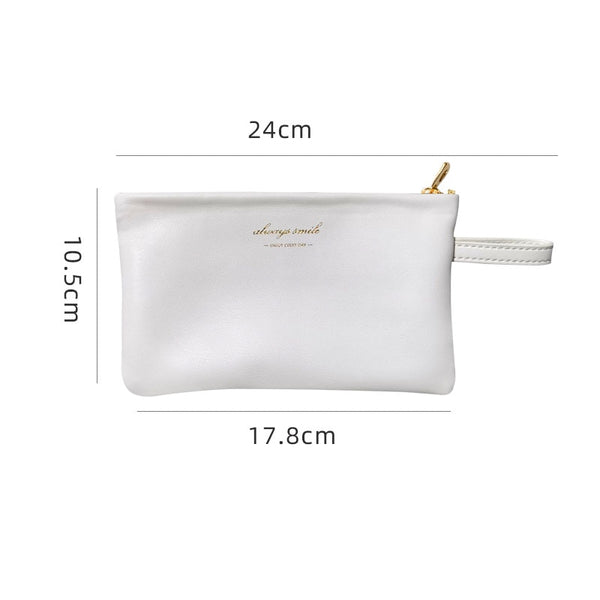 leather cosmetic bag 10.5x17.8cm / white