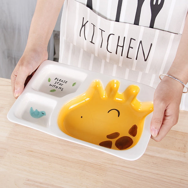 Children’s Cute animal Mea plate | cartoon ceramic dinner plate | rabbit plate | elephant plate | Giraffe Plate
