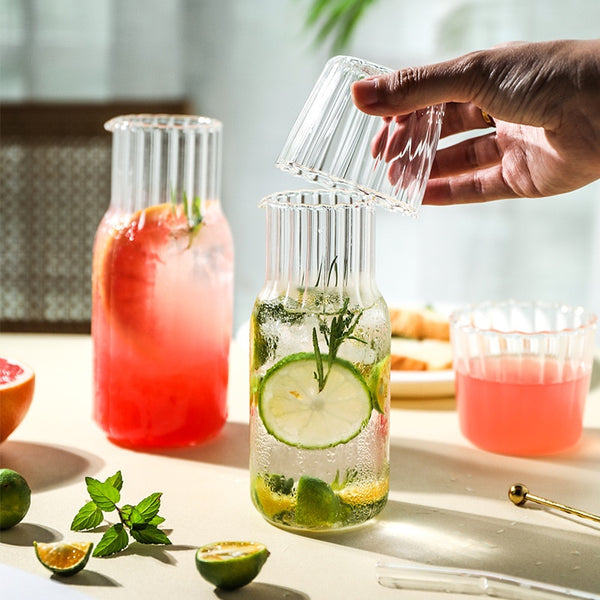 Glass Water Bottle with Glass Cup Set - Home decor