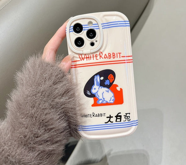 Schattig wit konijnenhoesje voor iPhone 14 