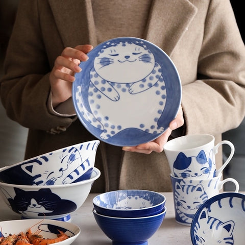 Cute Cat Ceramic Plate and Bowl - Home decor
