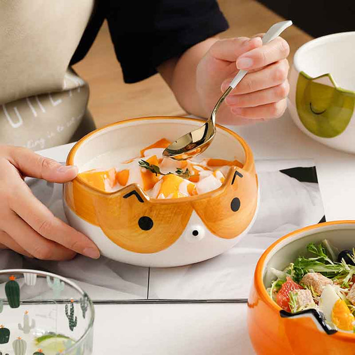 Ceramic Fox Cat Dog Bowls | Cute Animal Bowl | Children Tableware - Home decor