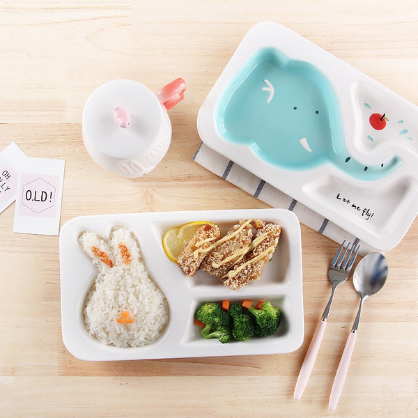 Children's Cute animal Mea plate  | cartoon ceramic dinner plate | rabbit plate | elephant plate | Giraffe Plate