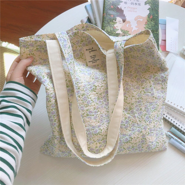 cotton floral tote bag