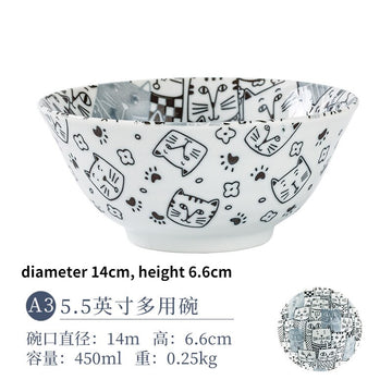Japanese Ceramic Tableware Cartoon Cat Ceramic Plate - Red - Dinner set