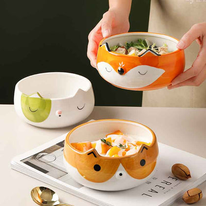 Ceramic Fox Cat Dog Bowls Cute Animal Bowl Children Tableware buy from the Planter co Planter Co