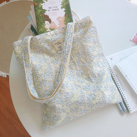 cotton floral tote bag