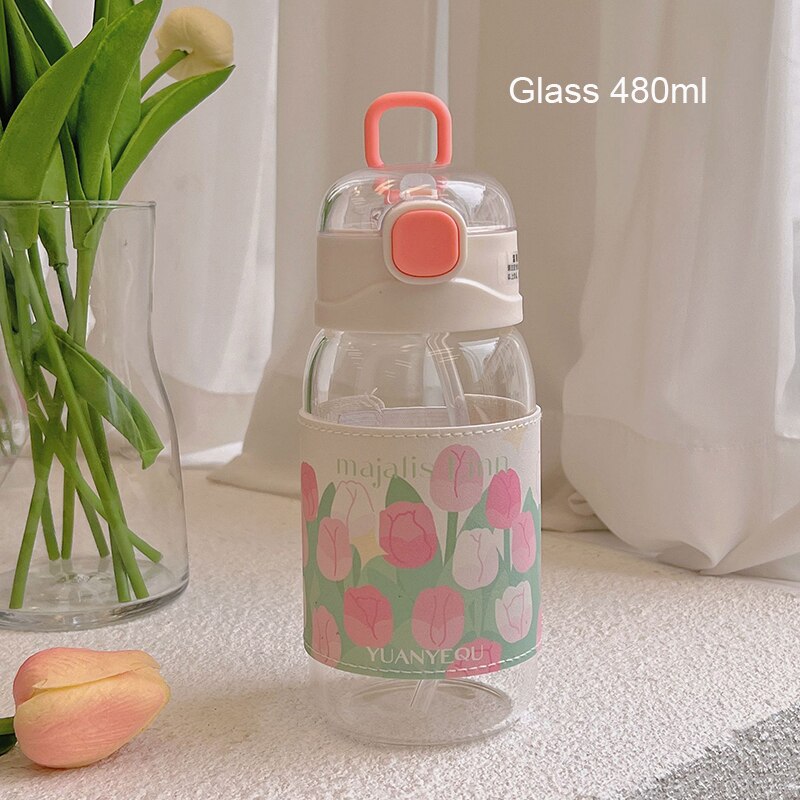 Sustainable glass water bottle