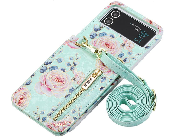Crossbody Phone Case for Samsung Galaxy Z Flip 4 - Galaxy Z Flip4 5G / Cyan - phone case