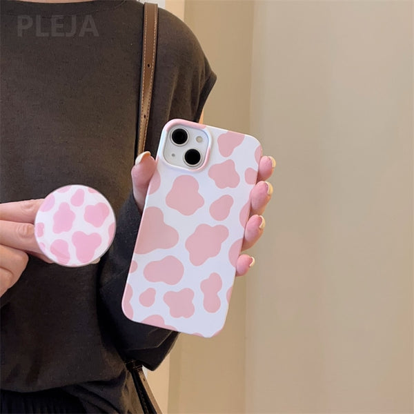 Schattig roze luipaard telefoonhoesje voor iPhone 14