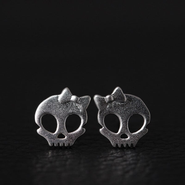 skull silver stud earrings