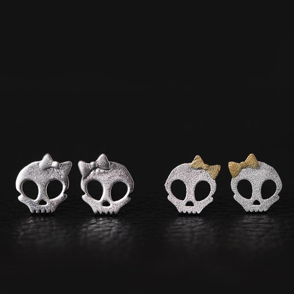 skull silver stud earrings