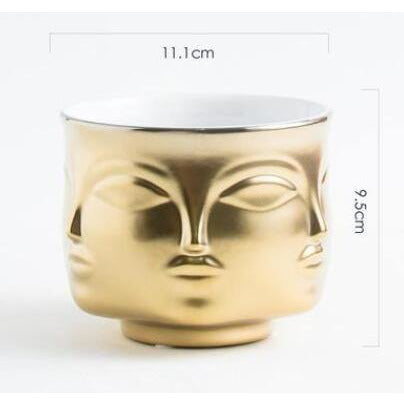 nordic ceramic face vase gold
