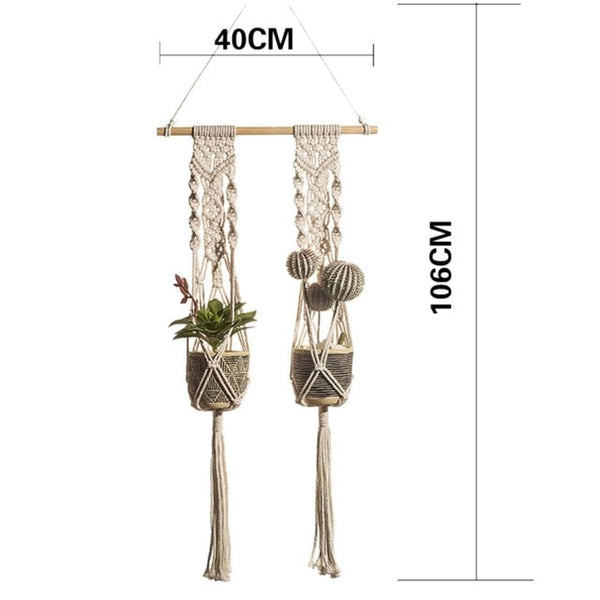 macramé plant hangers duo
