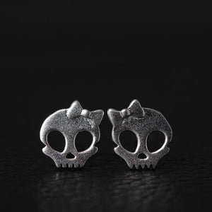 skull silver stud earrings silver