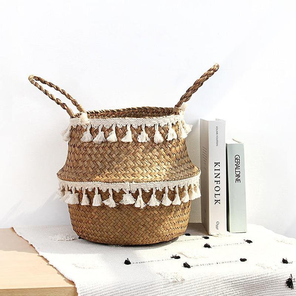 seagrass woven plant baskets