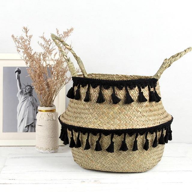 seagrass woven plant baskets