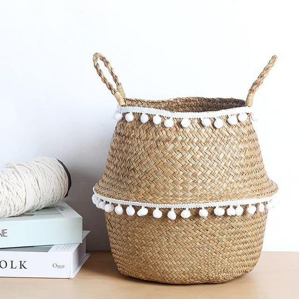 seagrass woven plant baskets
