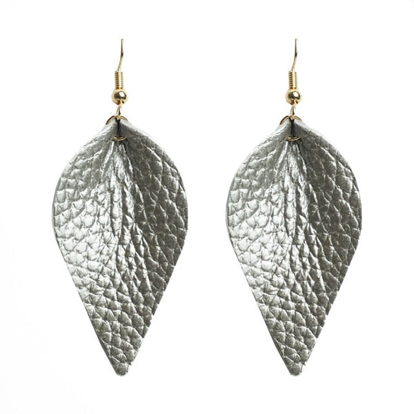 leather earrings silver