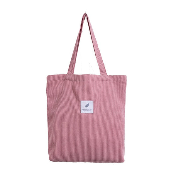 foldable corduroy shopping bag dark pink