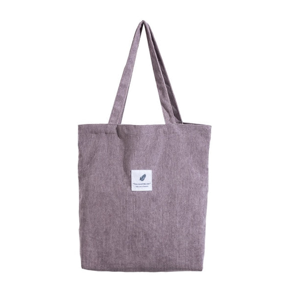 foldable corduroy shopping bag purple