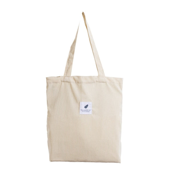 foldable corduroy shopping bag white