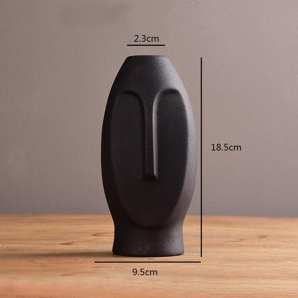 abstract face vase meduim black