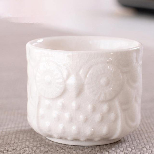 owl succulents pots white