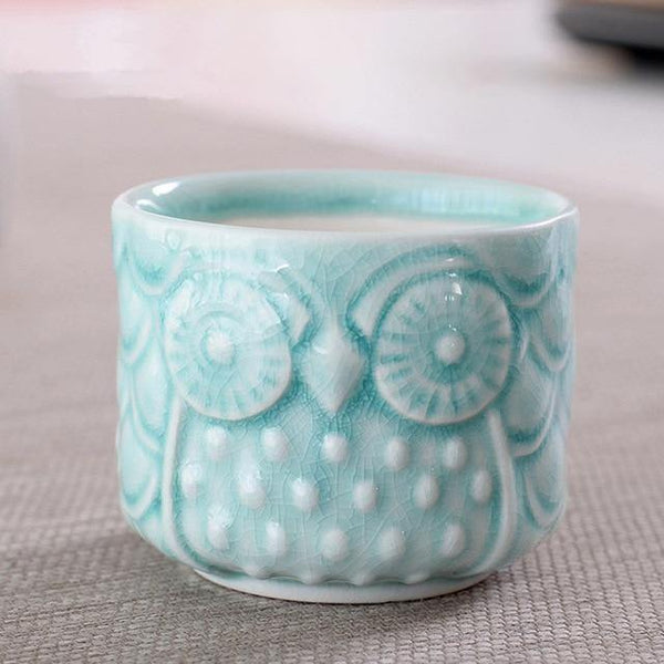 owl succulents pots light green