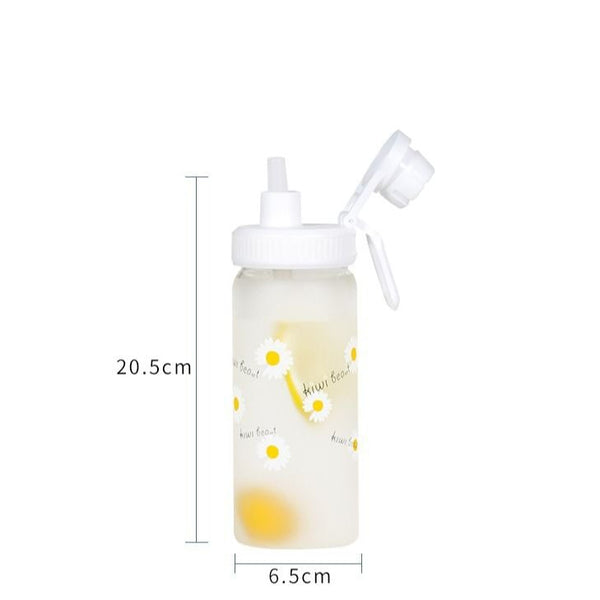 500ml kawaii glass tumbler with straw and rope