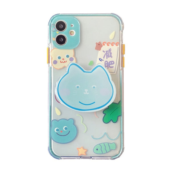 cute korean cartoon character iphone case with holder