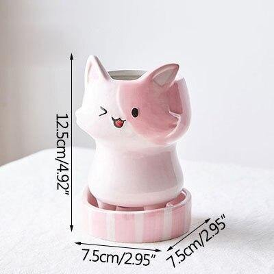 colorful decorative planters pink cat