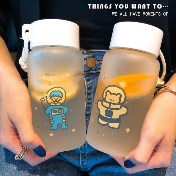 500ml  kawaii eco friendly glass tumbler