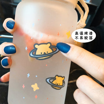 500ml  kawaii eco friendly glass tumbler