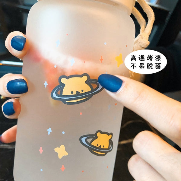 500ml  kawaii eco friendly glass tumbler