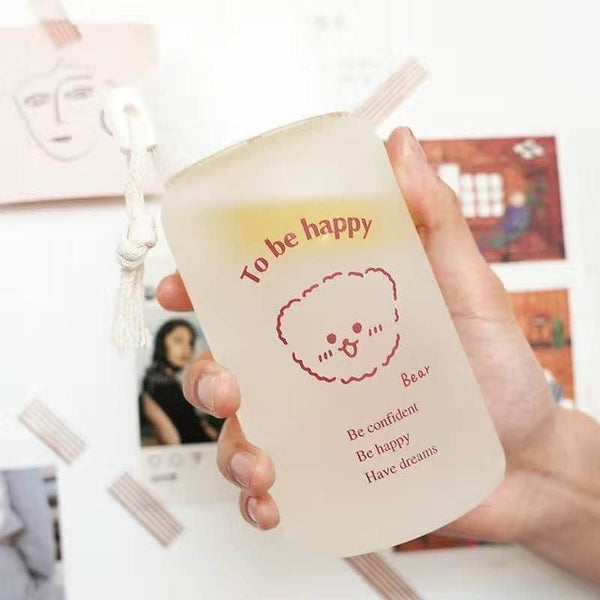500ml  kawaii eco friendly glass tumbler 500ml / e