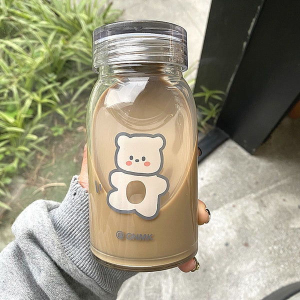 kawaii glass tumbler 0.5l / white bear