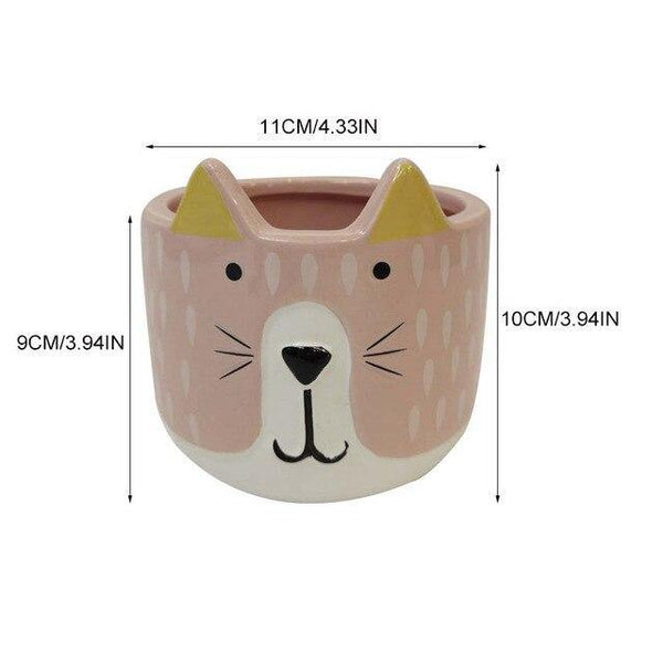 cat ceramic planters pink