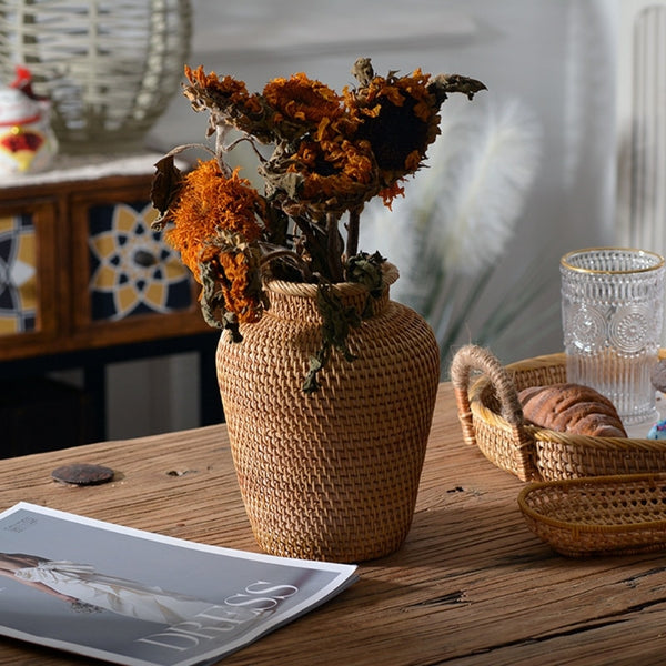 rattan flowers vase