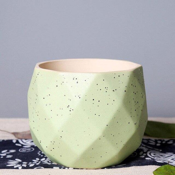 small ceramic plant pots green