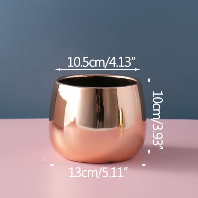 ceramic plant pots golden pink