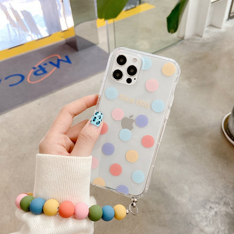 kawaii iphone case with bean chain