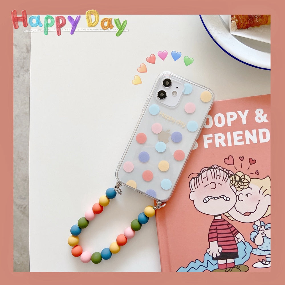 kawaii iphone case with bean chain