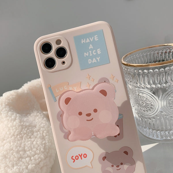 cute iphone case with bear holder