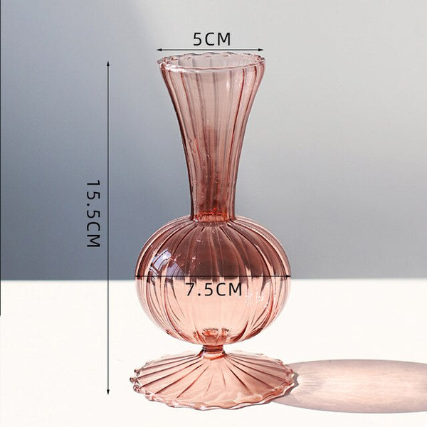 vintage glass vases rose pink 15.5cm