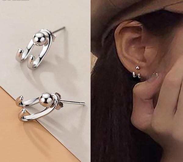 925 sterling silver beads stud earrings